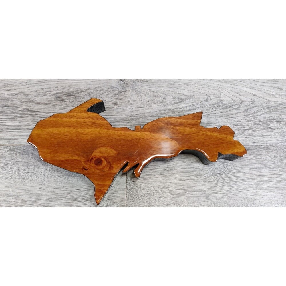 14" Homemade Wooden Cutout Wall Hanging Michigans Upper Peninsula-Wall Decor